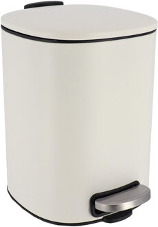 Badkamer prullenbak/afvalbak Elegance - soft close - wit - 5 liter - metaal