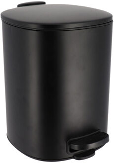 Badkamer prullenbak/afvalbak Elegance - soft close - zwart - 5 liter - metaal