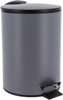 Badkamer prullenbak/afvalbak Urban Stone - soft close - grijs - 3 liter - metaal