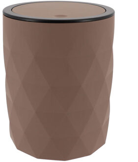 Badkamer prullenbak Diamond - bruin - kunststof - 19 x 24 cm