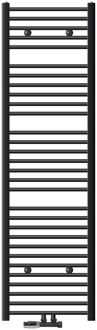 Badkamer radiator middenaansluiting 500x1800 mm antraciet recht met wandaansluitset LuxeBath Zwart