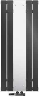 Badkamer radiator plat met spiegel en wandaansluitset 45x120 cm antraciet ML design Zwart