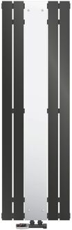 Badkamer radiator plat met spiegel en wandaansluitset 45x160 cm antraciet ML design Zwart