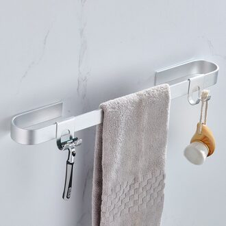 Badkamer Ruimte Aluminium Wand Gemonteerde Handdoek Bar Keuken Slippers Opslag Enkele Staaf Met Haken