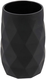 Badkamer Tandenborstelbeker Diamond - zwart - 6 x 12 cm