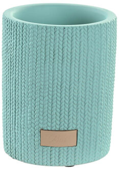 Badkamer tandenborstelhouder / drinkbeker - keramiek - mintgroen - 8 x 10 cm - Tandenborstelhouders
