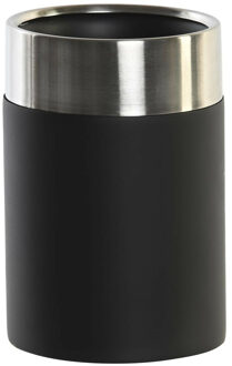 Badkamer tandenborstelhouder / drinkbeker - polyresin - zwart/zilver - 7 x 10 cm
