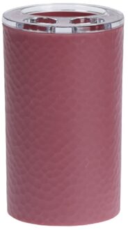 Badkamer tandenborstelhouder - oudroze - met diamonddesign - 7 x 11 cm