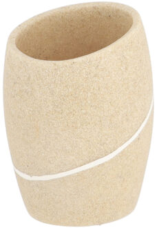 Badkamer tandenborstelhouder Pebble - creme - steen look