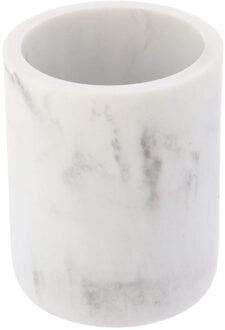 Badkamer tandenborstelhouder - wit - marmer look - 9.5 cm