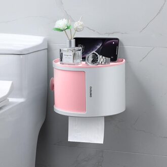 Badkamer Tissue Doos Zelfklevende Tissue Case Waterdichte Opslag Houder Wall Mount Cosmetische Opbergdoos Huishoudelijke roze