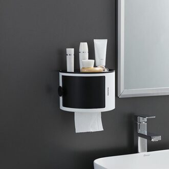 Badkamer Tissue Doos Zelfklevende Tissue Case Waterdichte Opslag Houder Wall Mount Cosmetische Opbergdoos Huishoudelijke zwart