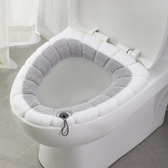 Badkamer Toilet Seat Acryl Stof Warm Seat Pad Wasbare Wc Zitkussen 12.2 Inches Diameter Wc Deksel Accessoires grijs