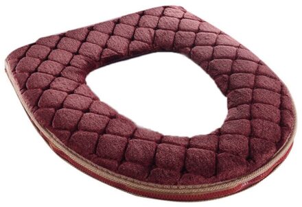 Badkamer Toilet Seat Cover Zachte Pluche Wasbare Winter Warmer Toilet Seat Mat Pad Kussen Badkamer Accessoire, Rood koffie