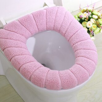 Badkamer Toilet Seat Met Handvat Closestool Wasbare Zachte Winter Warmer Mat Pad Kussen O-Vorm Toiletbril Bidet Covers roze