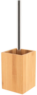 Badkamer toiletborstel met houder - bruin - 10 x 35 cm