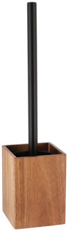 Badkamer toiletborstel met houder - donker bruin - 10 x 35 cm