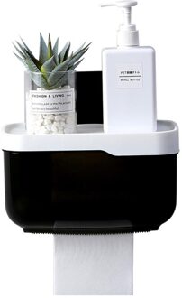 Badkamer Toiletpapier Handdoekhouder Wall Mount Plastic Wc Toiletrolhouder Met Opslag Plank Rack Papier Opbergdoos zwart L