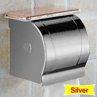 Badkamer Toiletrolhouder Cover Waterdichte Rvs Toiletpapier Papierrolhouder Goud Papieren Handdoek Doos Wandmontage zilver