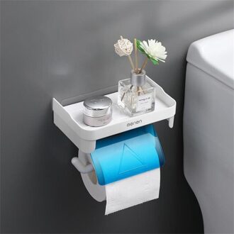 Badkamer Toiletrolhouder Plank Wandmontage Papierrol Opbergrek Multifunctionele Tissue Houder Met Mobiele Telefoon Opslag Blauw