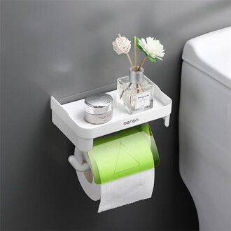 Badkamer Toiletrolhouder Plank Wandmontage Papierrol Opbergrek Multifunctionele Tissue Houder Met Mobiele Telefoon Opslag Licht Groen