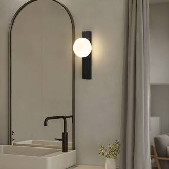 badkamer wandlamp Tavrik, zwart/wit, hoogte 30 cm, glas wit, zwart