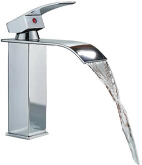 Badkamer Wastafel Kraan Chrome Waterval Uitloop Wastafelmengkraan Enkele Tik Gat N7H9