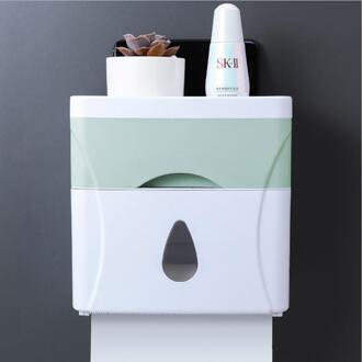 Badkamer Waterdichte Tissue Doos Tissue Roll Stand Box Met Plank Rack Badkamer Gemonteerd Papier Opbergdoos Dubbele Laag Dispenser groen