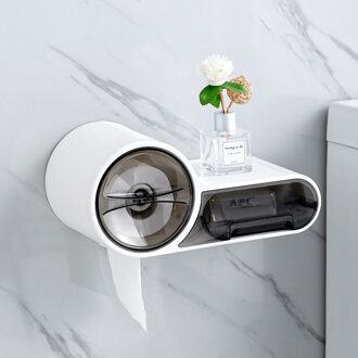Badkamer Waterdichte Toiletrolhouder Tissue Doos Plastic Wandmontage Gratis Punch Roll Papier Opbergdoos Mobiele Telefoon Planken