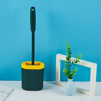 Badkamer Wc-Borstel En Houder Set Lange Handvat Zachte Siliconen Wc Borstel Voor Huis Schoonmaken Accessoires REME8 donker groen