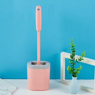 Badkamer Wc-Borstel En Houder Set Lange Handvat Zachte Siliconen Wc Borstel Voor Huis Schoonmaken Accessoires REME8 roze