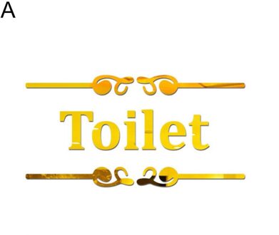 Badkamer Wc Herinnering Acryl Mark Verwijderbare Zelfklevende Wc Wc Teken Muur Sticker Diy Decoratie A gouden