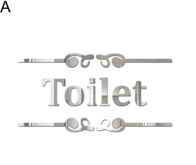 Badkamer Wc Herinnering Acryl Mark Verwijderbare Zelfklevende Wc Wc Teken Muur Sticker Diy Decoratie A zilver