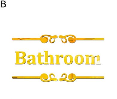 Badkamer Wc Herinnering Acryl Mark Verwijderbare Zelfklevende Wc Wc Teken Muur Sticker Diy Decoratie B gouden