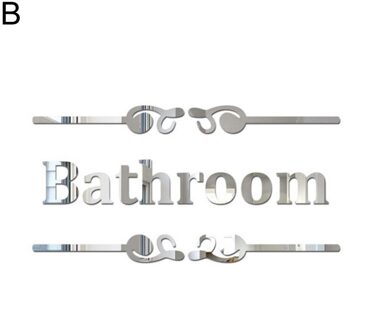 Badkamer Wc Herinnering Acryl Mark Verwijderbare Zelfklevende Wc Wc Teken Muur Sticker Diy Decoratie B zilver