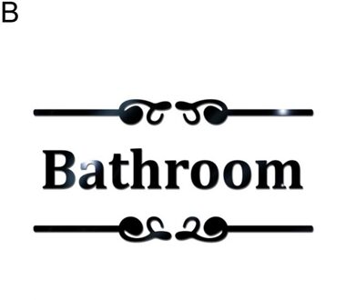 Badkamer Wc Herinnering Acryl Mark Verwijderbare Zelfklevende Wc Wc Teken Muur Sticker Diy Decoratie B zwart