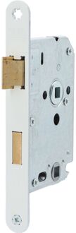 badkamerdeurslot 1264/4 rechts - Doornmaat 50mm - Wit gelakte voorplaat - Met sluitplaat - Met bevestigingsmateriaal - In zichtverpakking