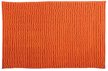Badkamerkleed/badmat tapijtje voor op de vloer - oranje - 50 x 80 cm - Microvezel - Badmatjes