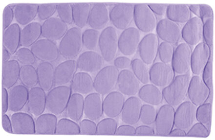 Badkamerkleedje/badmat tapijt - kiezel motief - vloermat - lila paars - 50 x 80 cm - laagpolig - Badmatjes