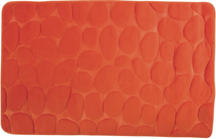 Badkamerkleedje/badmat tapijt - kiezel motief - vloermat - oranje - 50 x 80 cm - laagpolig - Badmatjes
