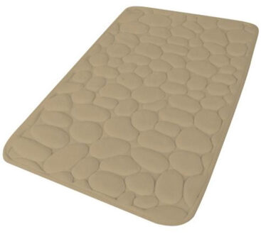 Badkamerkleedje/badmat tapijt - memory foam - beige - 50 x 80 cm - Badmatjes