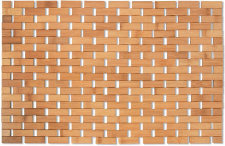 Badkamerkleedje|badmat voor op de vloer - bamboe hout - 42 x 64 cm Bruin