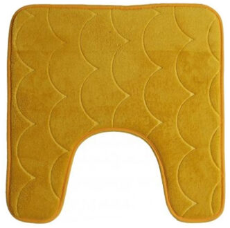 Badkamerkleedje/WC badmat tapijt - memory foam - oker geel - 49 x 49 cm - Badmatjes