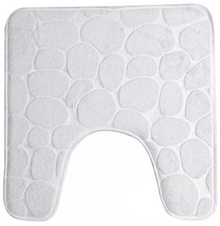 Badkamerkleedje/wc badmat tapijt - memory foam - parel wit - 49 x 49 cm - Badmatjes