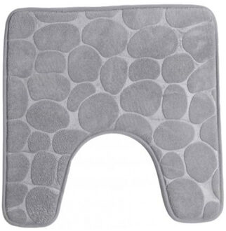 Badkamerkleedje/wc badmat tapijt - memory foam - steengrijs - 49 x 49 cm - Badmatjes