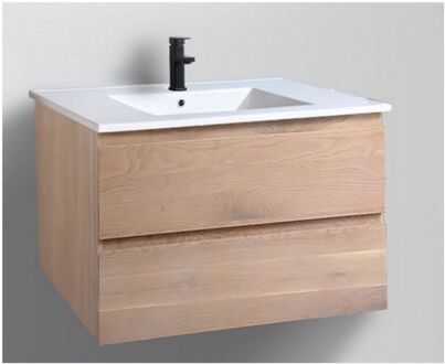 Badkamermeubel Casajoy Boston 80x46x55cm Eiken Met Keramieken Wastafel Wit