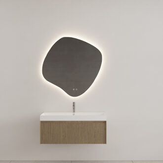 Badkamermeubel Gliss Design Timotheus 100 cm Ash Grey (Keuze Wastafel) Bruin