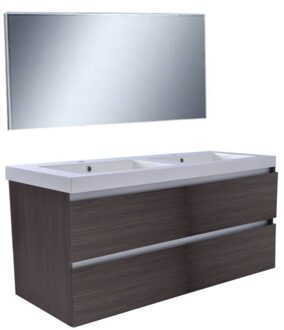 Badkamermeubel Luna 120X47 Houtnerf Grijs Aqua Splash