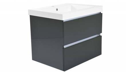 Badkamermeubel Luna 60X47 Met Wastafel Hoogglans Grijs Aqua Splash