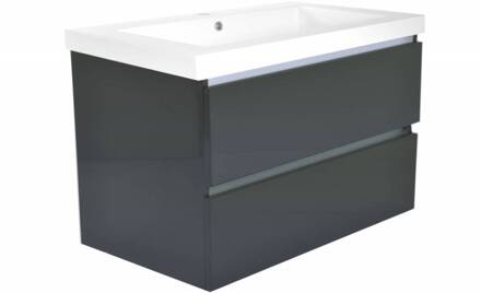 Badkamermeubel Luna 80X47 Met Wastafel Hoogglans Grijs Aqua Splash